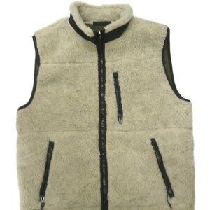 American Eagle Faux Fur Sherpa Fleece Vest Womens Medium Ivory‎ Full Zip Pockets